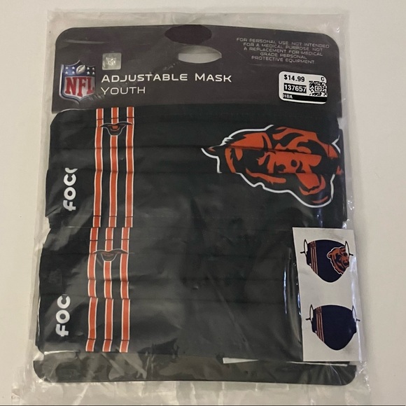 CHICAGO BEARS YOUTH FACE MASKS SET OF 2 PACKAGES DARK BLUE & ORANGE NFL GAMEDAY - Picture 1 of 2